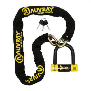 ANTITHEFT- CHAIN LOCK AUVRAY XTREM 1.40 M - Ø 13.5 mm + U LOCK XTREM MEDIUM (FULL SRA APPROVED)