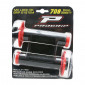 REVETEMENT POIGNEE PROGRIP MOTO OFF ROAD 708 DOUBLE DENSITE NOIR/ROUGE CLOSED END 115mm (AVEC LOCK ON - LIVRER AVEC 5 EMBOUTS) (CROSS/MX) (PAIRE) 0801766091307