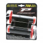 REVETEMENT POIGNEE PROGRIP MOTO OFF ROAD 708 DOUBLE DENSITE NOIR/ROUGE 115mm (AVEC LOCK ON - LIVRER AVEC 5 EMBOUTS) (CROSS/MX) (PAIRE)