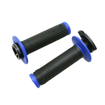 GRIP- PROGRIP OFF ROAD 708 TRIPLE DENSITY BLACK/BLUE 115mm ( LOCK ON) (SUPPLIED WITH 5 DIFFERENT THROTTLE CAMS) (PAIR) (CROSS/MX)