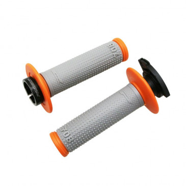 REVETEMENT POIGNEE PROGRIP MOTO OFF ROAD 708 DOUBLE DENSITE GRIS/ORANGE 115mm (AVEC LOCK ON - LIVRER AVEC 5 EMBOUTS) (CROSS/MX) (PAIRE)