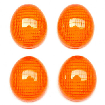 LENS FOR FLASHER FOR SCOOT PEUGEOT 50 LUDIX, TKR FURIOUS, XP6 FRONT+REAR ORANGE (x4) -REPLAY 3700948031148