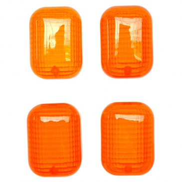 LENS FOR FLASHER FOR SCOOT PEUGEOT 50 TREKKER, SQUAB FRONT+REAR ORANGE (x4) -REPLAY