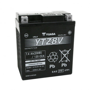 BATTERIE 12V 7 Ah YTZ8V YUASA ACTIVEE EN USINE PRETE A L'EMPLOI (Lg113xL70xH130mm) (POUR HONDA 125 FORZA, PCX, SH)