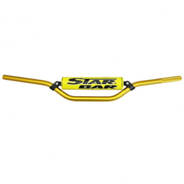 GUIDON MOTO CROSS STAR BAR MX/ENDURO ALU 2014 T6 DIAM 22,2mm L800mm H86mm OR AVEC BARRE DE RENFORT/MOUSSE JAUNE 3700948149614