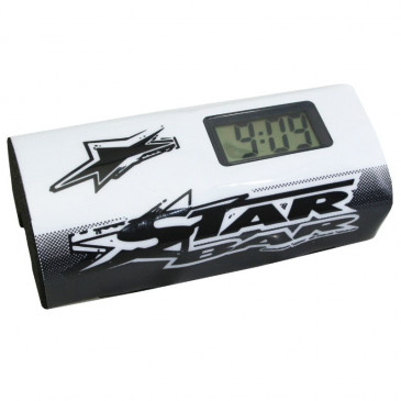 BAR PAD - MOTO CROSS STAR BAR BOOSTER CHRONO WHITE- WITH INTEGRATED TIMER.