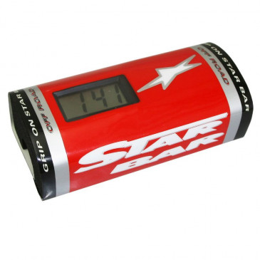 BAR PAD - MOTO CROSS STAR BAR BOOSTER CHRONO RED- WITH INTEGRATED TIMER.