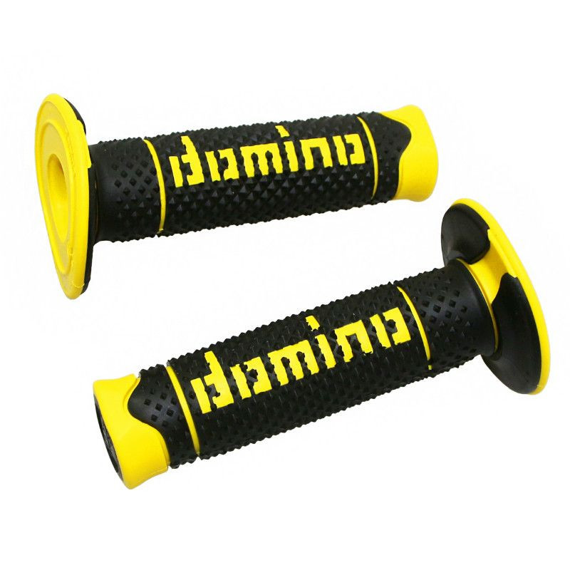 97.5595.04-00 120 mm Accessoires Domino Paire de poignées en caoutchouc bicolore noir//jaune fluo DSH pour moto OFF ROAD CROSS//ENDURO Longueur DOMINO SOFT HAND