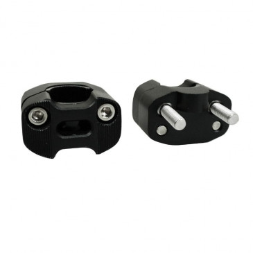 HANDLEBAR RISER-REPLAY-ALUMINIUM-UNIVERSAL 28,6mm/22,2 mm - Centers 38 mm - BLACK (STAINLESS SCREWS M7) (PAIR)(H40 x W55 x l35 mm) 3700948108857