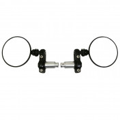 RETROVISEUR MOTO AVOC MILWAUK EMBOUT DE GUIDON ROND ALU CNC NOIR 80 mm DIAM 13 et 17 mm REVERSIBLE (PAIRE) ** 3700948109687
