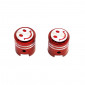 VALVE CAP-SCHRADER - REPLAY "PISTON" RED (PAIR)