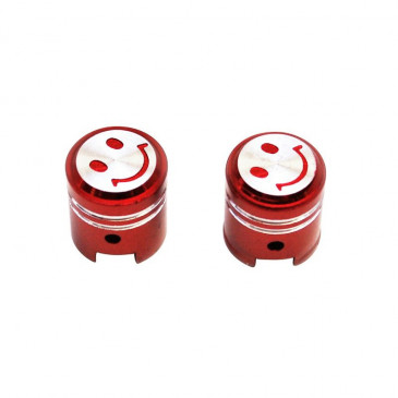 VALVE CAP-SCHRADER - REPLAY "PISTON" RED (PAIR) 3700948030714