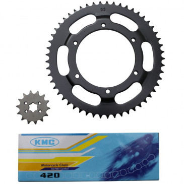 CHAIN AND SPROCKET KIT FOR DERBI 50 GPR 1997>2003 420 14x53 (BORE Ø 108mm + OFFSET) (OEM SPECIFICATION) -SELECTION P2R-