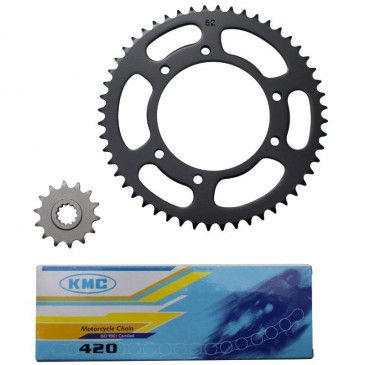 CHAIN AND SPROCKET KIT FOR PEUGEOT 50 XP6 2000>2003 420 14X52 (BORE Ø 105mm) -SELECTION P2R-