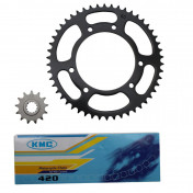 KIT CHAINE ADAPTABLE MBK 50 X-LIMIT 2004>/YAMAHA 50 DTR 2004> 420 13x50 (ALESAGE 105mm) -P2R- 3700948060834