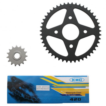 CHAIN AND SPROCKET KIT FOR MBK 50 X-POWER 2000>/YAHAHA 50 TZR 2000> 420 15x47 (BORE Ø 54mm) -SELECTION P2R-