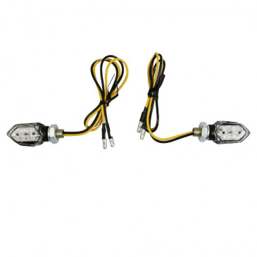 TURN SIGNAL FOR MOTORBIKE- AVOC INZAY 5 LEDS ABS BODY - TRANSPARENT/BLACK (Long 35mm / H 18mm (Wd 16mm) (EEC APPROVED) (Pair)