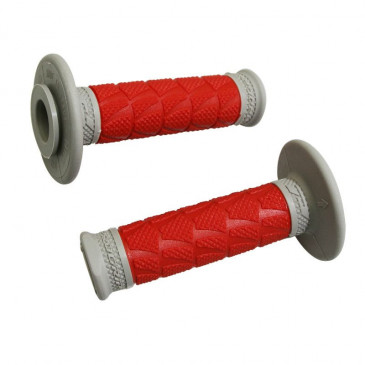 REVETEMENT POIGNEE PROGRIP MOTO OFF ROAD 783 DOUBLE DENSITE BASE GRIS/ROUGE CLOSED END 115mm (CROSS/MX) (PAIRE)