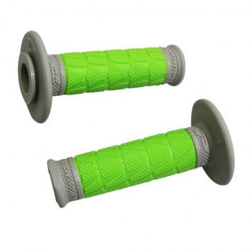 REVETEMENT POIGNEE PROGRIP MOTO OFF ROAD 783 DOUBLE DENSITE BASE GRIS/VERT CLOSED END 115mm (CROSS/MX) (PAIRE) 0801766092670