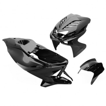 CARROSSERIE SCOOT REPLAY DESIGN POUR MBK 50 NITRO 1997>2012/YAMAHA 50 AEROX 1997>2012 NOIR BRILLANT (KIT 8 PIECES) 3700948031810