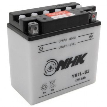 BATTERIE 12V 8 Ah NB7L-B2 NHK CONVENTIONNELLE AVEC ENTRETIEN (Lg135xL75xH133mm) (QUALITE PREMIUM - EQUIVALENT YB7L-B2) 3700948076187
