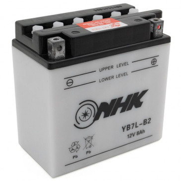 BATTERIE 12V 8 Ah NB7L-B2 NHK CONVENTIONNELLE AVEC ENTRETIEN (Lg135xL75xH133mm) (QUALITE PREMIUM - EQUIVALENT YB7L-B2)