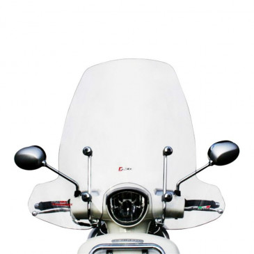 WINDSHIELD FOR MAXISCOOTER PEUGEOT 125 DJANGO 2015> TRANSPARENT + CHROMED MOUNTING KIT (H 660mm - L 735mm) -FACO- 3700948127018