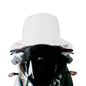 WINDSHIELD FOR MAXISCOOTER PIAGGIO 300 MP3 2014>, 500 MP3 2014> TRANSPARENT WITH SCREEN PRINTING (H 745mm - L 740mm) -FACO-