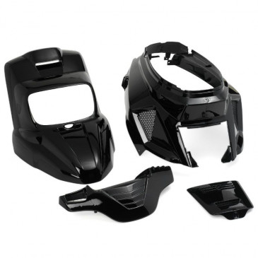 CARROSSERIE SCOOT REPLAY DESIGN POUR MBK 50 BOOSTER 2004>/YAMAHA 50 BWS 2004> NOIR BRILLANT (KIT 7 PIECES) 3700948031797