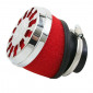 FILTRE A AIR MALOSSI E13 INCLINE 25° D.42 / 50 / 60 mm MOUSSE ROUGE CHROME POUR PHBG/MIKUNI/KEIHIN 3700948138939