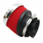 FILTRE A AIR MALOSSI E13 INCLINE 25° D.42 / 50 / 60 mm MOUSSE ROUGE CHROME POUR PHBG/MIKUNI/KEIHIN