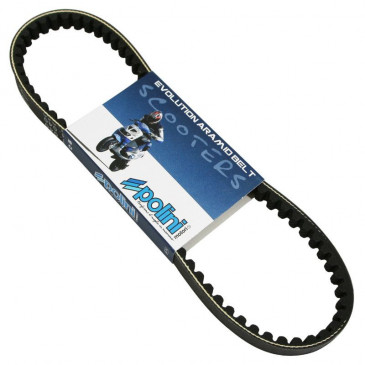 COURROIE SCOOT POLINI ARAMID POUR MBK 50 BOOSTER, NITRO, OVETTO, STUNT/YAMAHA 50 BWS, AEROX, SLIDER/APRILIA 50 SR 1993>2001/MALAGUTI 50 F12, F15 (750 x 16,2 x 8 mm x 28°) (248.040) 8054705081248