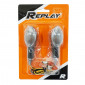TURN SIGNAL (UNIVERSAL) REPLAY MINI OVAL SHAPED CLEAR/BLACK - WITH BA9S BULBS (PAIR) ** (L 75mm / H 28mm / Wd 38mm) 3700948114469