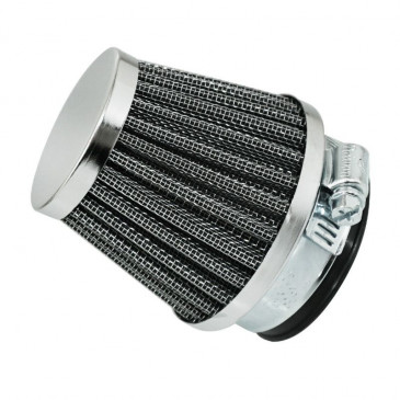 AIR FILTER REPLAY KN - STEEL GRID- CHROME STRAIGHT FIXING Ø 28/35 L50 mm-(TOTAL L. 80mm,HORN L. 60mm)