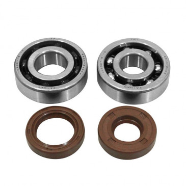 BEARING FOR CRANKSHAFT+SEALS FOR 50CC MOTORBIKE ARTEK FOR MINARELLI 50 AM6/MBK 50 X-POWER/YAMAHA 50 TZR/PEUGEOT 50 XPS, XR6/RIEJU 50 RS1/BETA 50 RR (BEARING KIT 6303/6204 TPI + VITON SEALS)