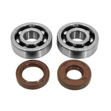 BEARING FOR CRANKSHAFT+SEALS FOR 50CC MOTORBIKE ARTEK FOR MINARELLI 50 AM6/MBK 50 X-POWER/YAMAHA 50 TZR/PEUGEOT 50 XPS, XR6/RIEJU 50 RS1/BETA 50 RR (BEARING KIT 6303 TPI POLYAMID C4 + VITON SEALS)