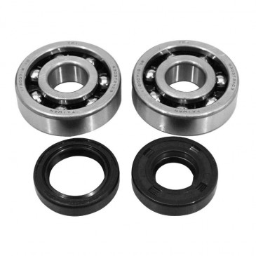 BEARING FOR CRANKSHAFT+SEALS FOR 50CC MOTORBIKE ARTEK K-SERIES FOR MINARELLI 50 AM6/MBK 50 X-POWER/YAMAHA 50 TZR/PEUGEOT 50 XPS, XR6/BETA 50 RR (BEARING KIT 6303 TPI POLYAMID C4 + RED NBR SEALS)