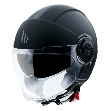 HELMET-OPEN FACE MT VIALE SV DOUBLE VISORS - MATT BLACK SOLID S