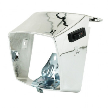CAPOT PHARE/PROJECTEUR CYCLO ADAPTABLE PEUGEOT 103 MVL, VOGUE CHROME (AVEC PATTE ET RESSORT) -SELECTION P2R- 3701213420094