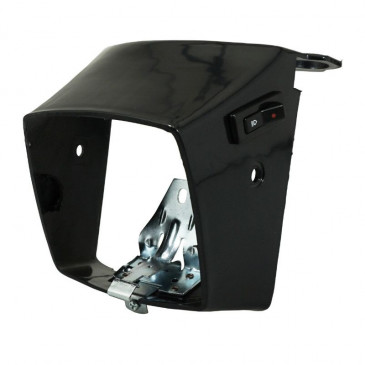COWLING FOR HEADLIGHT FOR MOPED PEUGEOT 103 MVL, VOGUE BLACK (WITH SPRING + BRACKET) -SELECTION P2R- 3701213420087