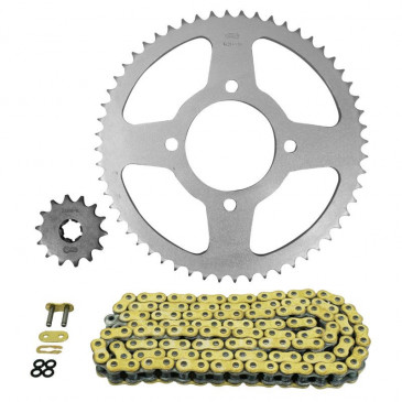 KIT CHAINE ADAPTABLE SUZUKI 125 VL INTRUDER 1999>2008 428 14x56 (DIAM COURONNE 76/100/10.5) (DEMULTIPLICATION ORIGINE) -AFAM- 5400598036835