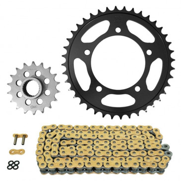 KIT CHAINE ADAPTABLE APRILIA 850 MANA 2007>2013, MANA GT ABS 2009>2013 525 18x40 (DIAM COURONNE 100/120/10.25) (DEMULTIPLICATION ORIGINE) -AFAM-