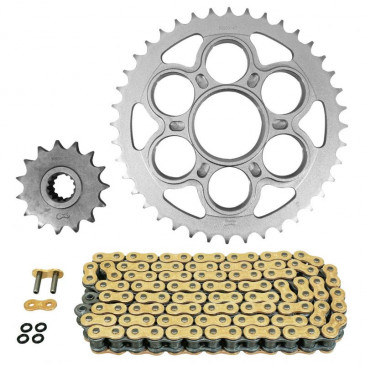 CHAIN AND SPROCKET KIT FOR DUCATI 1200 MULTISTRADA 2010>2017, MULTISTRADA S 2010>2017, MULTI STRADA ABS 2010>2017 530 15x40 (Rear sprocket Ø 60/110/38) (OEM Specifications) -AFAM-