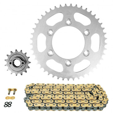 CHAIN AND SPROCKET KIT FOR DUCATI 696 MONSTER 2008>2014, MONSTER + ABS 2009>2012, MONSTER + 2009>2012 520 15x45 (REAR SPROCKET Ø 100/124/11) (OEM SPECIFICATIONS) -AFAM- 5400598045394
