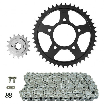 KIT CHAINE ADAPTABLE HONDA 600 VT C SHADOW 1986 525 16x44 (DIAM COURONNE 80/110/10.5) (DEMULTIPLICATION ORIGINE) -AFAM- 5400598030406