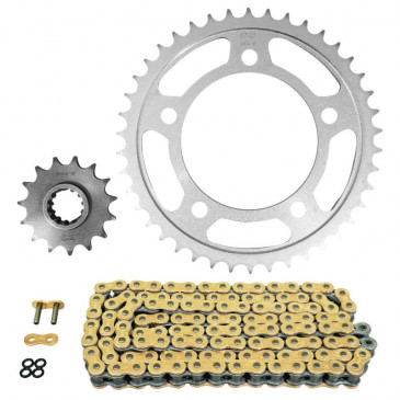 KIT CHAINE ADAPTABLE HONDA 650 CB F 2014 525 15x42 (DIAM COURONNE 112/138/12.25) (DEMULTIPLICATION ORIGINE) -AFAM-