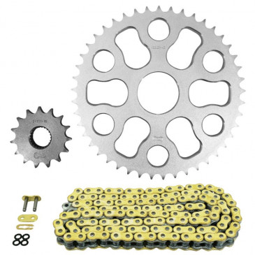 CHAIN AND SPROCKET KIT FOR YAMAHA 250 XG TRICKER 2005>2008 428 15x45 (REAR SPROCKET Ø 45/136/23.5) (OEM SPECIFICATIONS) -AFAM- 5400598033940