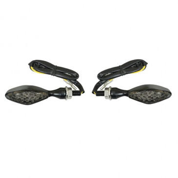 CLIGNOTANT MOTO AVOC MINI SAKA 12 LEDS ORANGE BASE ALU FUME/NOIR (L 73mm / H 22mm / L 23mm) (HOMOLOGUE CE) (PAIRE) 3700948167304