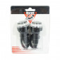 BAR ENDS - AVOC WITH LEDS - ALIMINIUM CONE - TRANSPARENT/BLACK (6 LEDS ORANGE) (PAIRE)