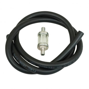 FUEL HOSE KIT Ø 8x12 BLACK+ CYLINDRICAL FUEL FILTER Ø8 (1M) (MADE IN FRANCE) 3701213421039
